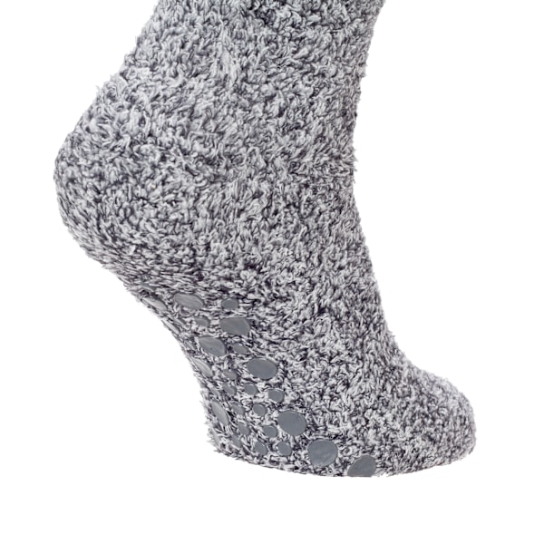 FLOSO Dam Varma Tofflor Strumpor Med Gummi Halkskydd UK 4- Grey UK 4-7