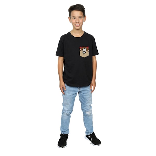 Looney Tunes Pojkar Tasmanian Devil Ansikte Faux Pocket T-shirt 5-6 Black 5-6 Years