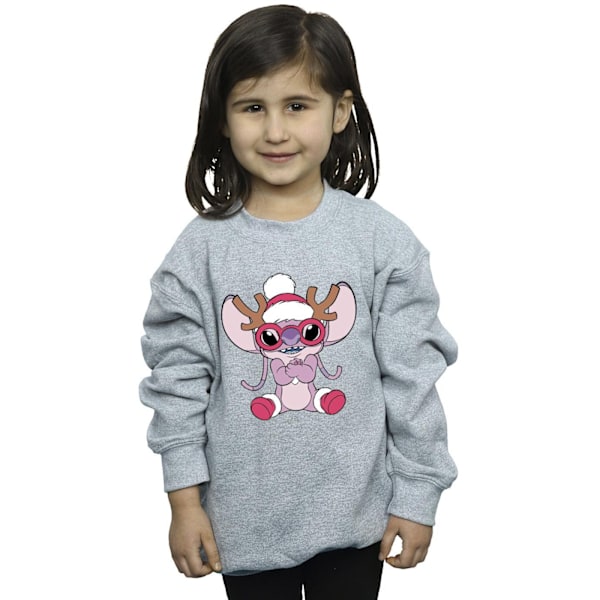 Disney Girls Lilo & Stitch Angel Reindeer Sweatshirt 12-13 år Sports Grey 12-13 Years