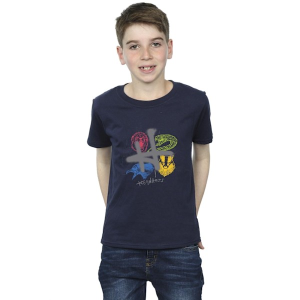 Harry Potter Boys Emblems H Spray T-shirt 3-4 år Marinblå Navy Blue 3-4 Years