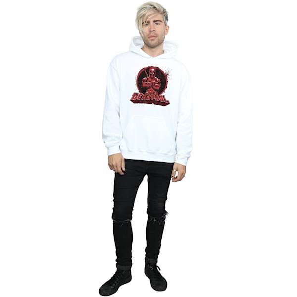 Marvel Herr Deadpool Korsa Armar Logotyp Hoodie L Vit White L