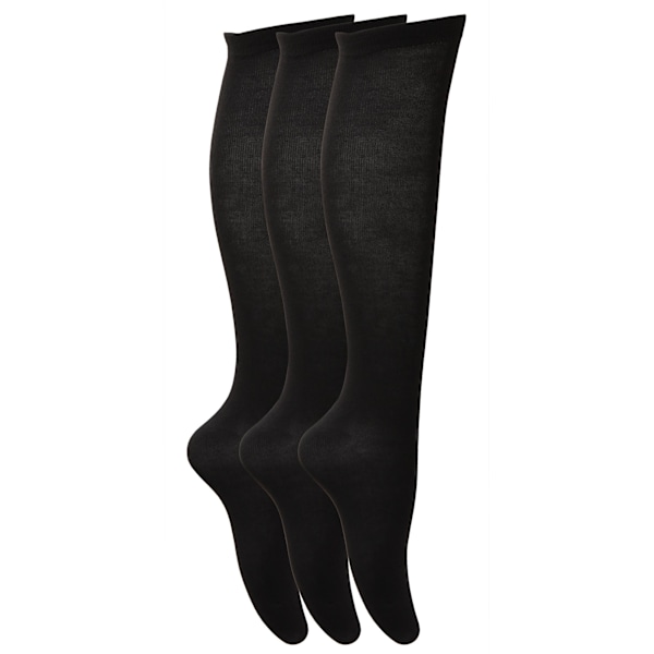 Barnflickor Enkla Knähöga Strumpor (3-pack) UK Sko Black UK Shoe 4-6 (Age: 13+ years)