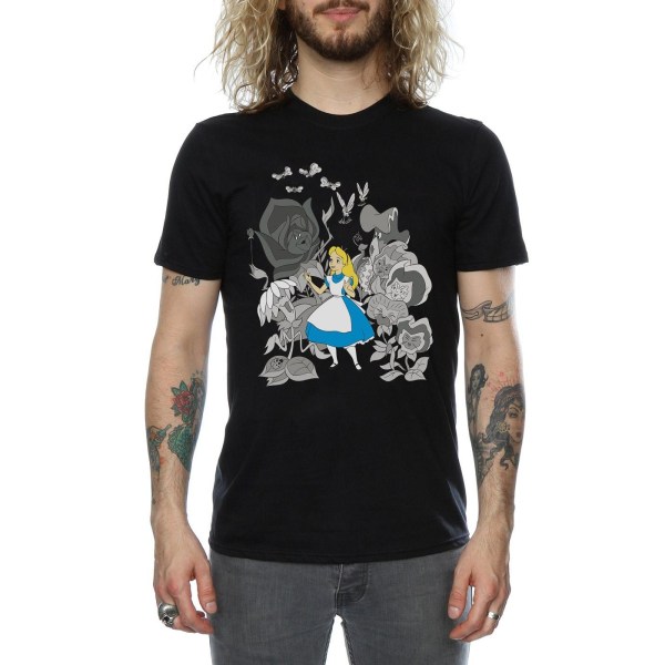 Disney Mens Alice In Wonderland Flowers T-Shirt M Svart Black M