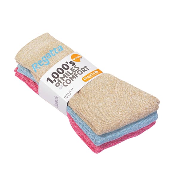 Regatta Great Outdoors Dam/Dam Marl Effekt Strumpor (3-pack) Bright Blush Marl One Size