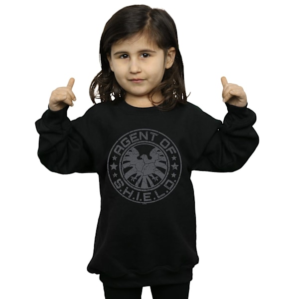 Marvel Girls Avengers Shield Beaten Circle Sweatshirt 5-6 år Black 5-6 Years