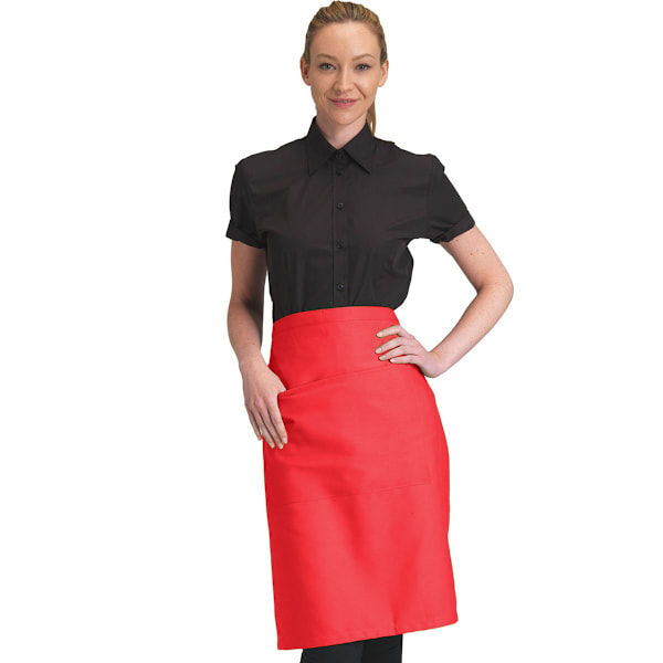 Dennys Unisex Catering Midjeförkläde med Ficka för Vuxna (2-pack) Red One Size