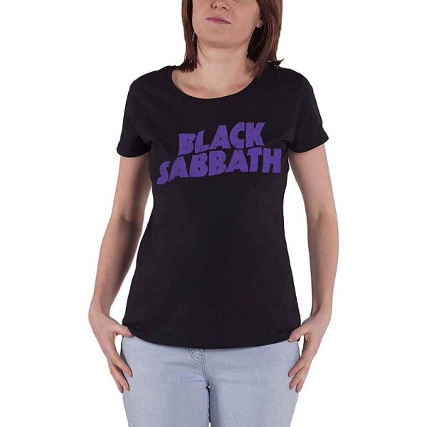 Svart Sabbath Dam/Dam vågig logotyp T-shirt S Svart Black S