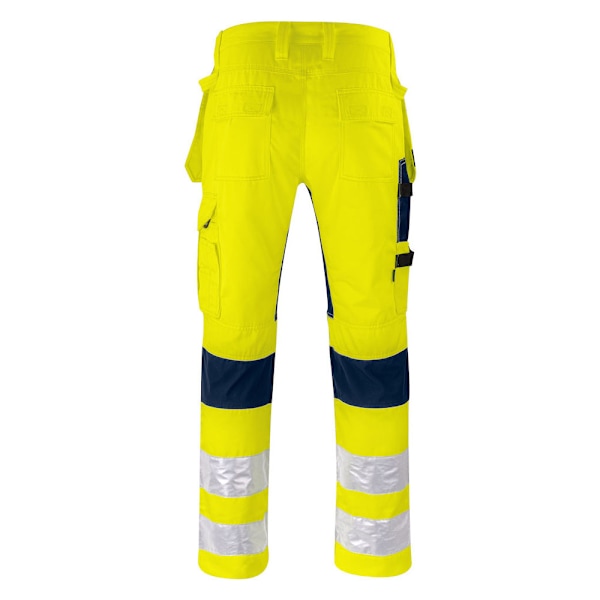 Projob herr stretch hög synlighet cargobyxor 34R gul/marinblå Yellow/Navy 34R