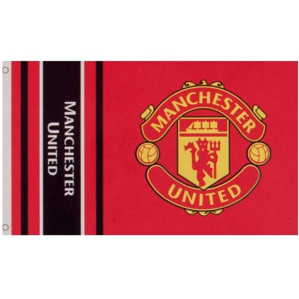 Manchester United FC Wordmark Crest Flagga One Size Röd/Gul/Bl Red/Yellow/Black One Size