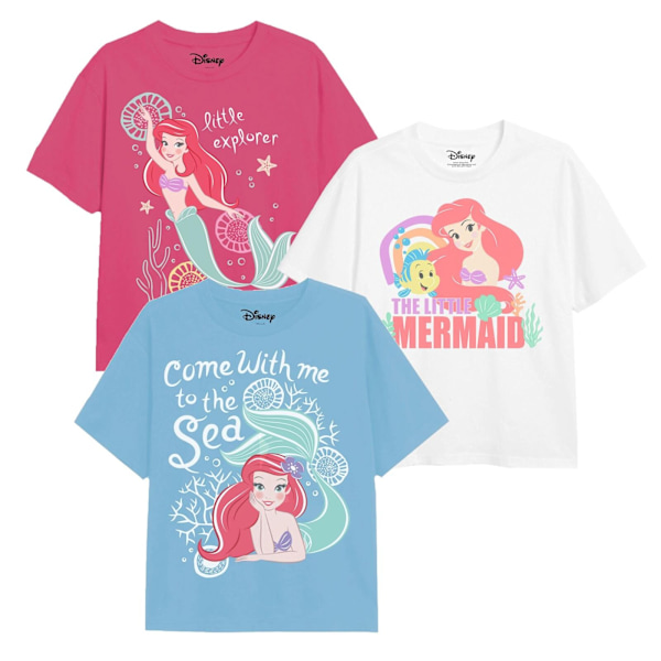 Den Lilla Sjöjungfrun Flickor Utforska Havet T-Shirt (3-pack) 3- Pink/White/Blue 3-4 Years