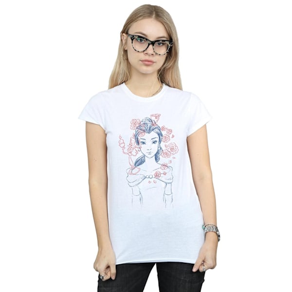 Disney Dam/Kvinnor Belle Lumiere Skiss Bomull T-shirt XL Vit White XL