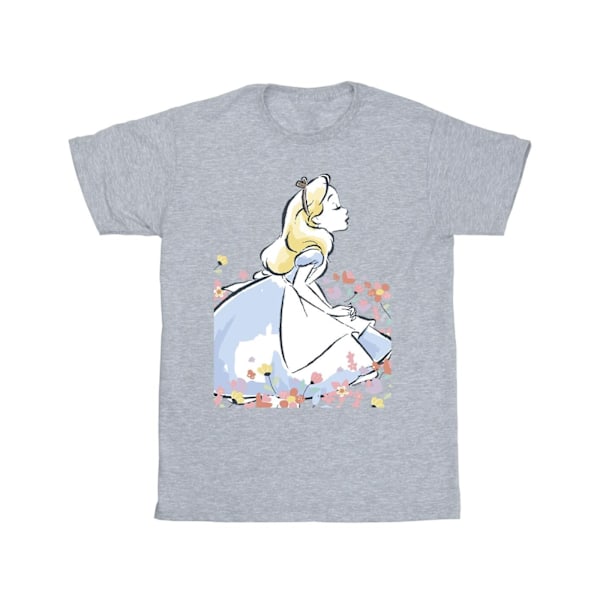 Disney Herr Alice In Wonderland Sketch Flowers T-Shirt XL Sport Sports Grey XL