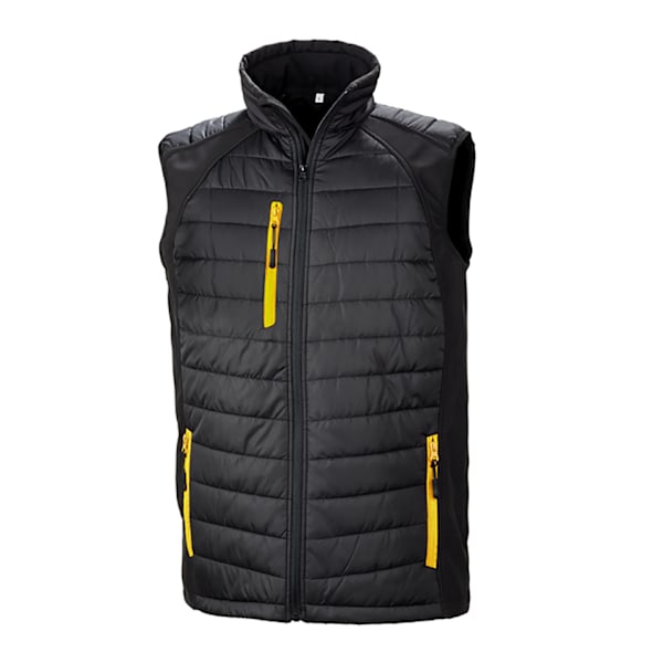 Result Herr Svart Compass Vadderad Mjuk Skalväst XXL Svart/Gul Black/Yellow XXL