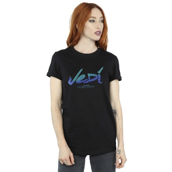 Star Wars Dam/Damer Obi-Wan Kenobi Jedi Målad Font Bomull Black S