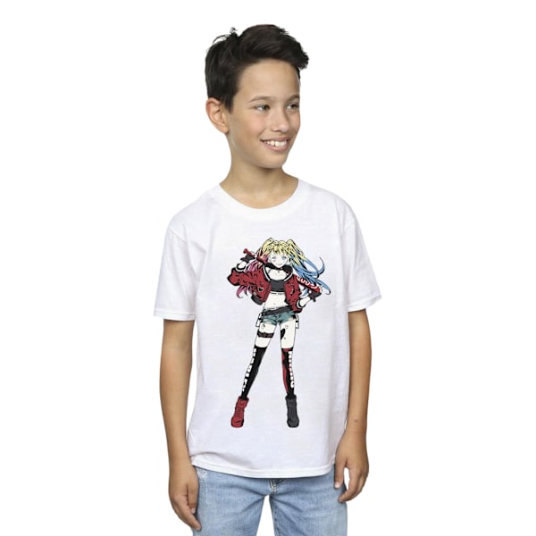 DC Comics Boys Harley Quinn Stående Pose T-Shirt 12-13 År W White 12-13 Years