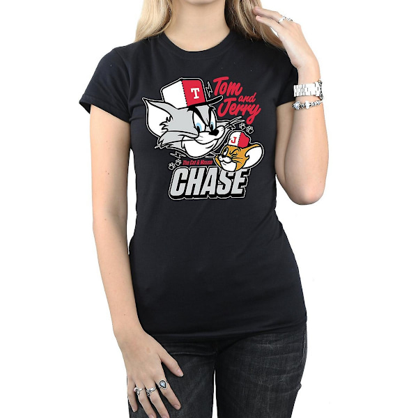 Tom och Jerry Dam/Dam Katt & Mus Chase Bomull T-shirt XX Black XXL