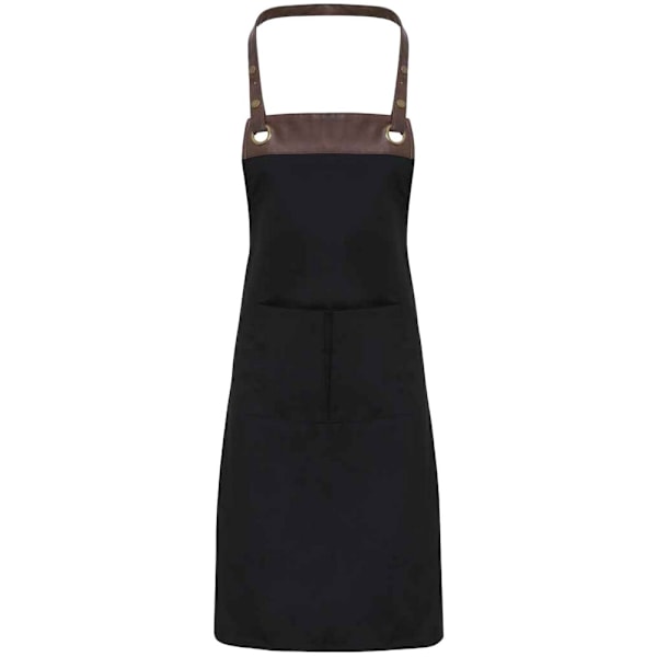 Premier Espresso Haklappsförkläde One Size Svart/Brun Denim Black/Brown Denim One Size