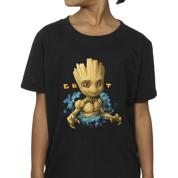 Guardians Of The Galaxy Girls Groot Flowers bomull T-shirt 12-1 Black 12-13 Years