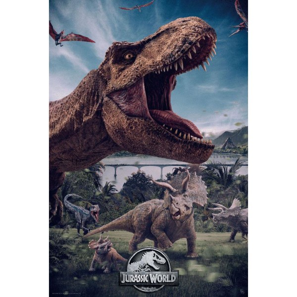 Jurassic World Dinosaur Poster One Size Blå/Brun/Grön Blue/Brown/Green One Size
