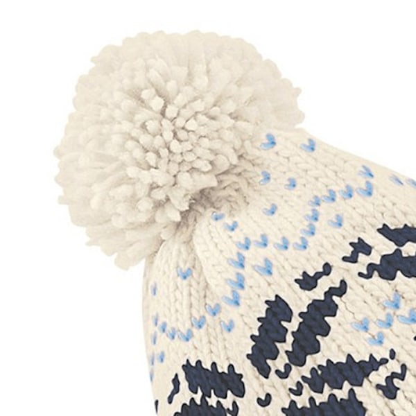 Beechfield Unisex Fair Isle Snowstar Vintermössa En Storlek Off White/Navy/Sky Blue One Size