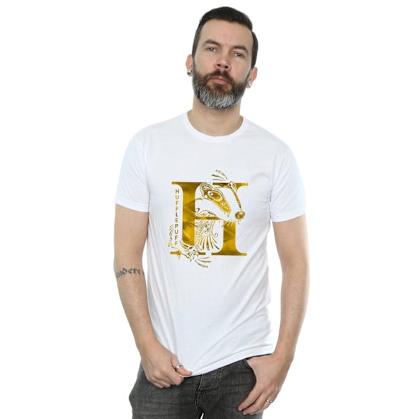 Harry Potter T-shirt för män med Hufflepuff-grävling, vit, storlek M White M