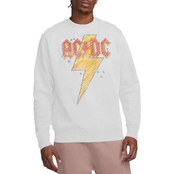 AC/DC Unisex Vuxen Sketch Bolt Sweatshirt L Vit White L
