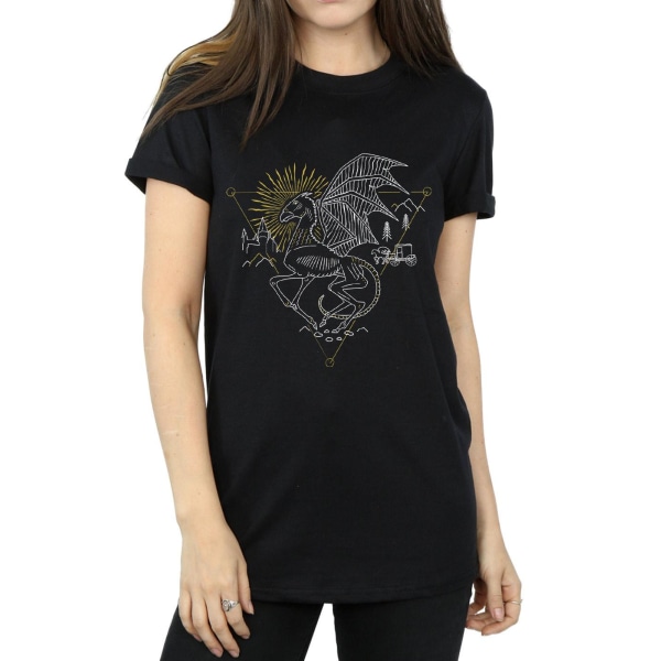 Harry Potter Dam/Kvinnor Thestral Linje Art Bomull Boyfriend T Black M