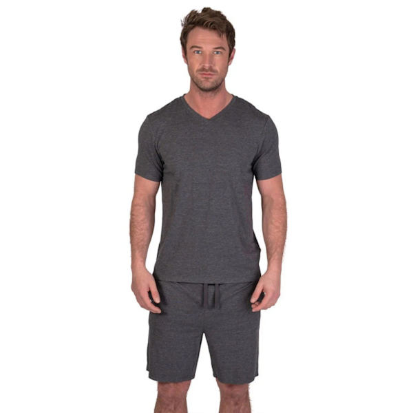 Light And Shade Klassisk V-ringad Pyjamas Set för Män L Kolgrå Charcoal Grey L