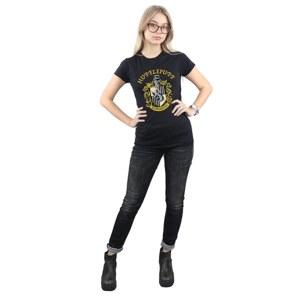 Harry Potter Dam/Kvinnor Hufflepuff Bomull T-shirt S Svart Black S