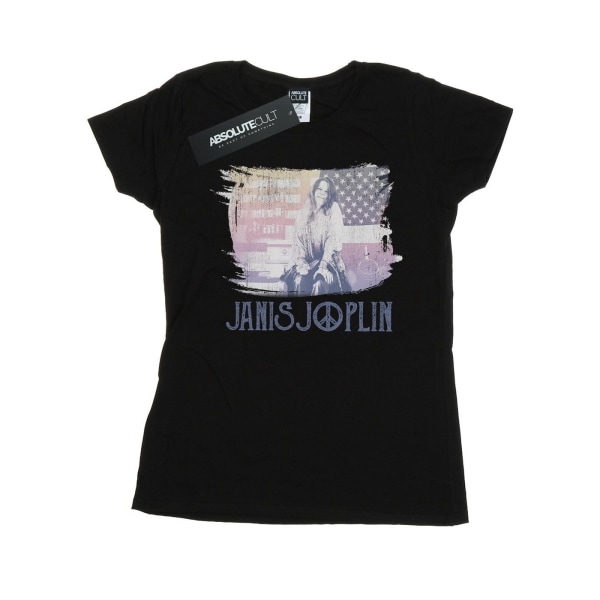 Janis Joplin Dam/Kvinnor Spis Flag Bomull T-Shirt M Svart Black M