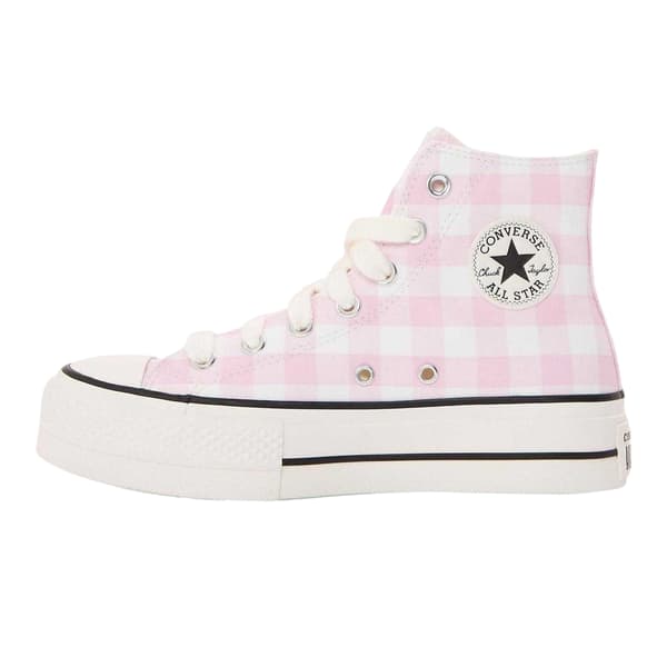 Converse Chuck Classic Gingham Check High Top-sneakers för dam Pink 4.5 UK