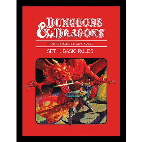 Dungeons & Dragons Set 1 Grundläggande regler inramad affisch 40cm x 30cm Multicoloured 40cm x 30cm