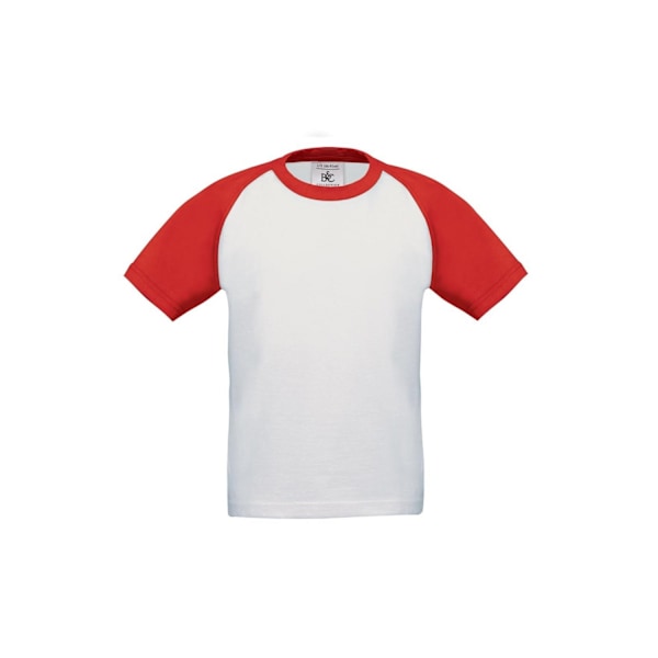 B&C Barn Pojkar Kortärmad Baseball T-Shirt 3-4 År Vit White/Red 3-4 Years