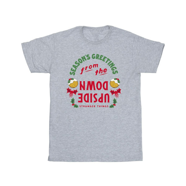 Netflix Stranger Things Upside Down Seasons Greetings T-shirt för män Sports Grey S