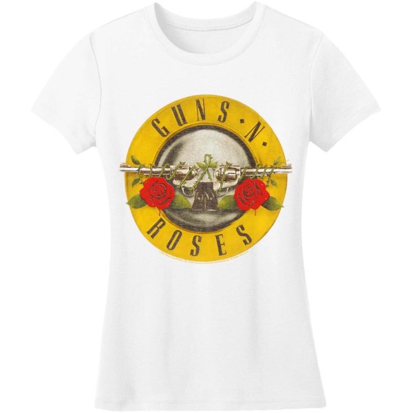 Guns N Roses Dam/Dam Klassisk Bullet Logo Skinny T-Shirt X White XXL