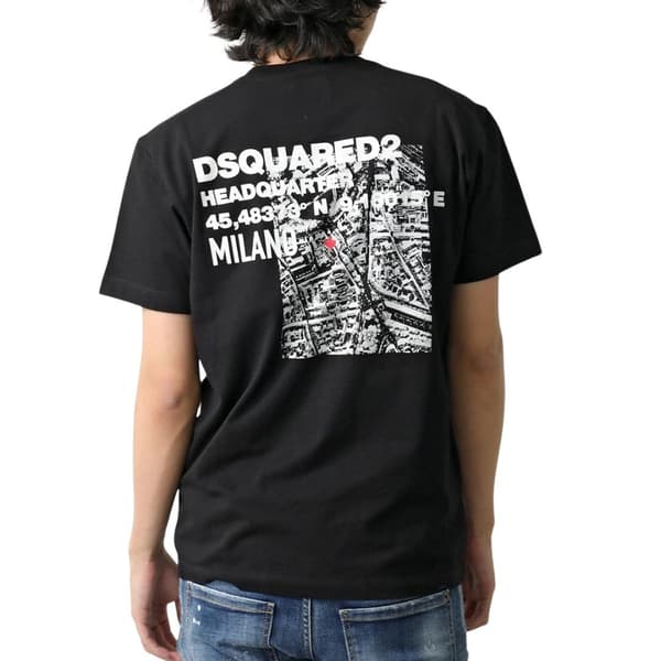 DSquared2 Herr T-shirt Map Cool Fit S Svart Black S