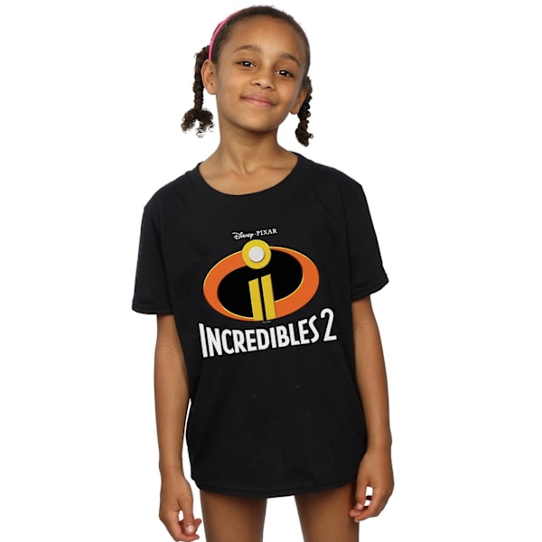 Disney Girls Incredibles 2 Emblem Logo Bomull T-shirt 5-6 år Black 5-6 Years