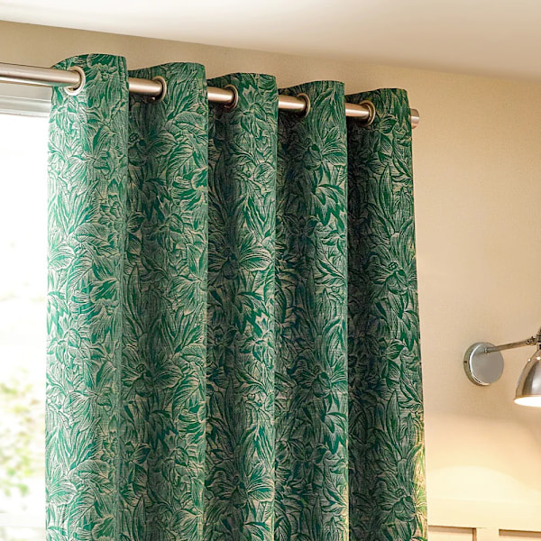 Wylder Nature Grantley Jacquard Öglettgardiner 229cm x 137cm E Emerald 229cm x 137cm