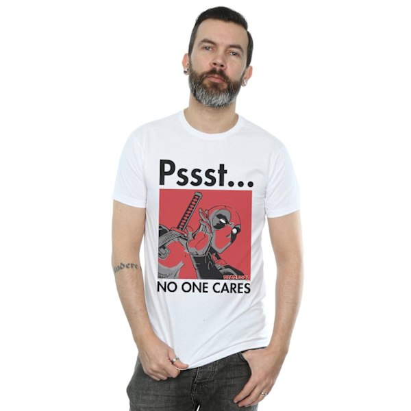 Marvel Deadpool T-shirt för män, No One Cares, 4XL, vit White 4XL