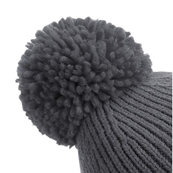 Beechfield Unisex Engineered Knit Ribbed Pom Pom Beanie One Size Graphite Grey One Size