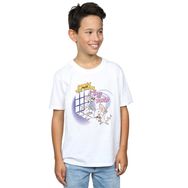 Animaniacs Boys Pinky And The Brain Take Over The World T-Shirt White 7-8 Years