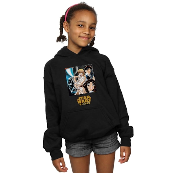 Star Wars Girls Anime Poster Hoodie 5-6 år Svart Black 5-6 Years
