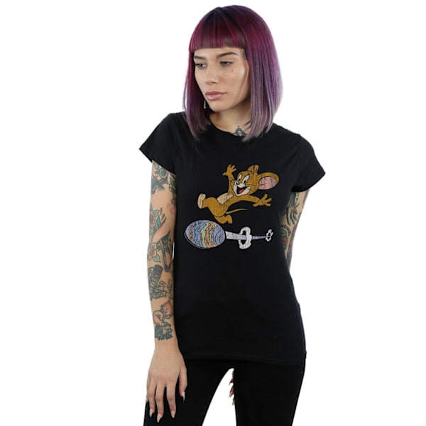 Tom And Jerry Dam/Kvinnor Ägg Run Bomull T-shirt S Svart Black S