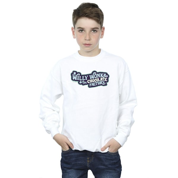 Willy Wonka Boys Chocolate Factory Logo Sweatshirt 12-13 år White 12-13 Years