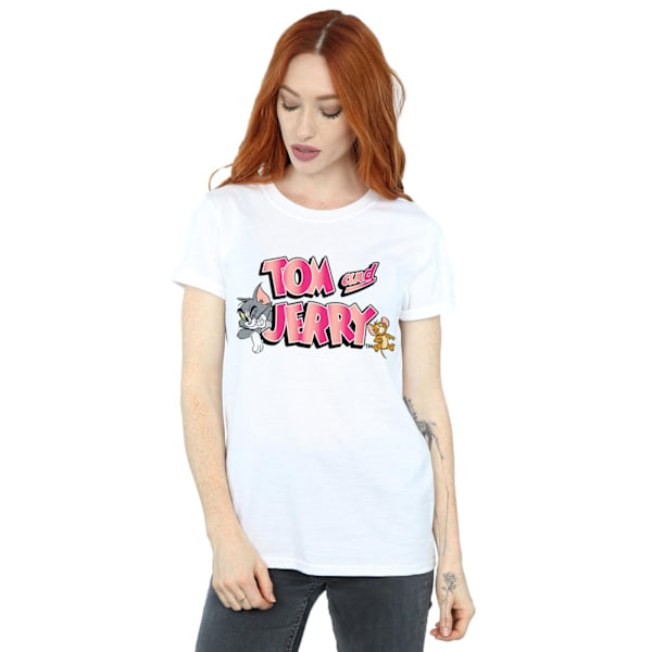 Tom And Jerry Dam/Damer Gradient Logo Bomull Boyfriend T-Sh White 4XL