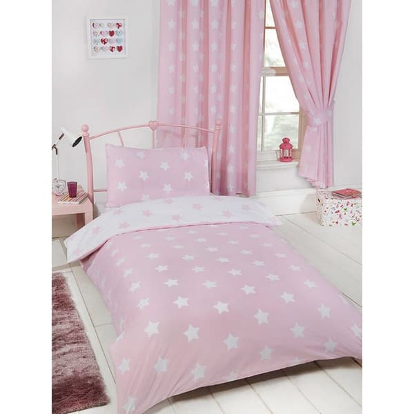 Bedding & Beyond Stars Lakanset Enkelsäng Rosa/Vit Pink/White Single