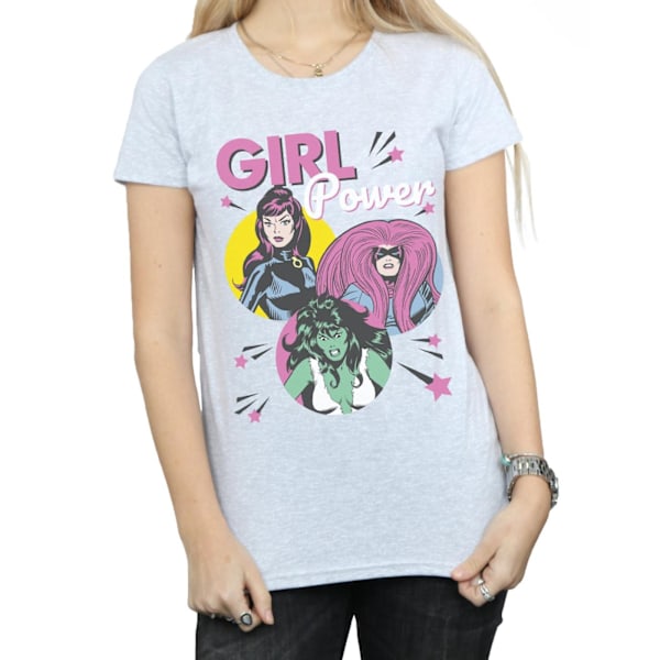 Marvel Comics Dam/Kvinnor Girl Power Bomull T-shirt L Sport Sports Grey L