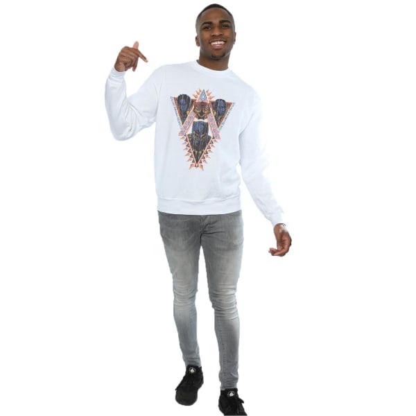 Marvel Mens Black Panther Tribal Heads Sweatshirt XL Vit White XL