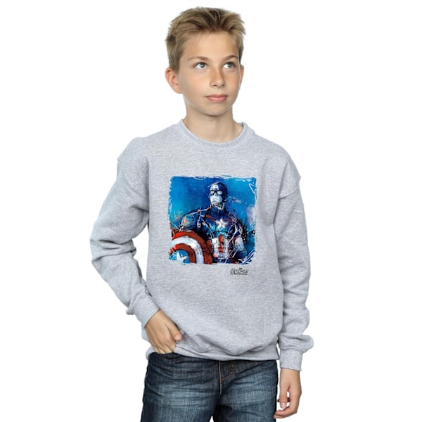 Marvel Boys Captain America Art Sweatshirt 9-11 år Sports Grå Sports Grey 9-11 Years