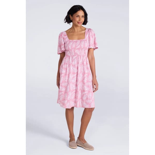 Mountain Warehouse Dam/Dam Hydra Palm Leaf Shirred Klänning Pink 10 UK